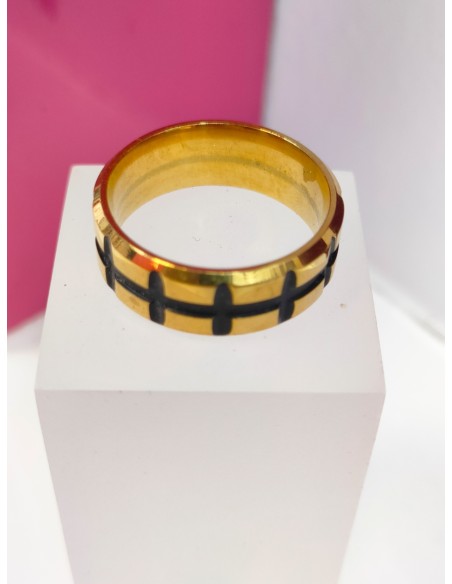 1-9-75750-1-Anillo acero dorado con lineas negras T20