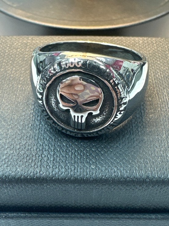 1-9-75699-1-Anillo acero tipo sello plateado de calavera T26