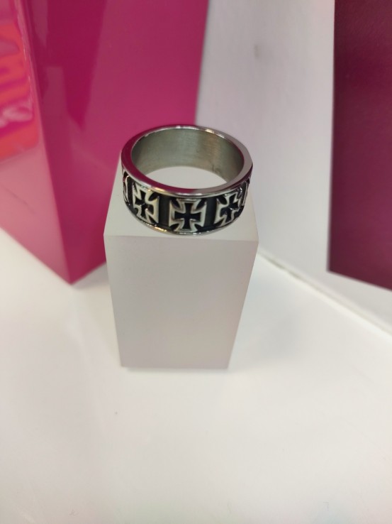 1-9-75639-1-Anillo acero plateado con cruces T27
