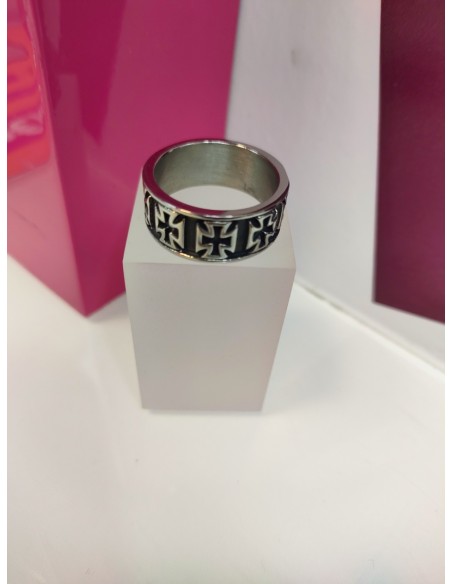 1-9-75639-1-Anillo acero plateado con cruces T27