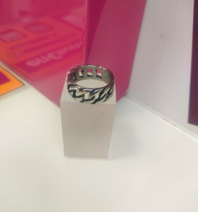 1-9-75638-1-Anillo acero plateado con eslabones de cadena T27