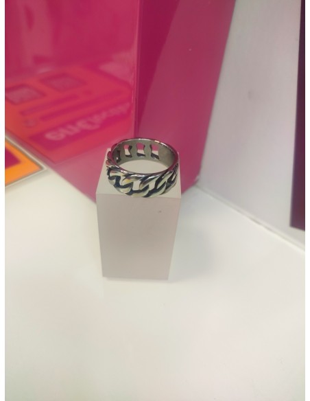 1-9-75638-1-Anillo acero plateado con eslabones de cadena T27