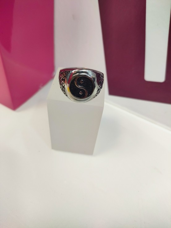 1-9-75587-1-Anillo acero plateado con simbolo de yin y yang T26
