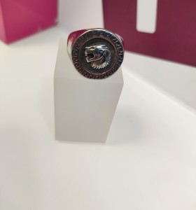 1-9-75489-1-Anillo acero plateado sello de leon T28