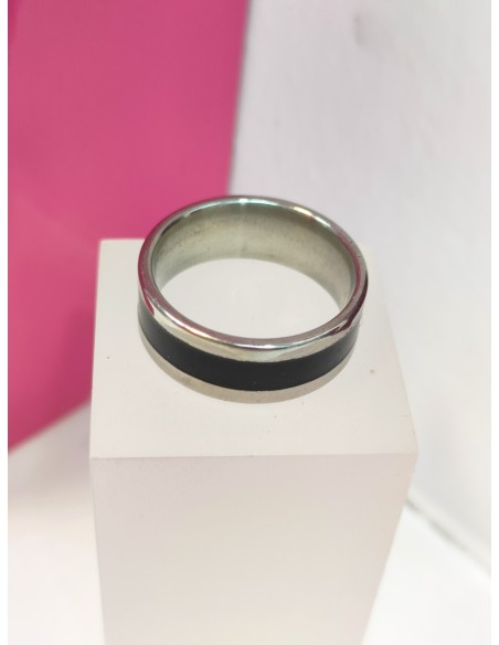8-9-75842-1-Anillo acero plateado con linea negra T18