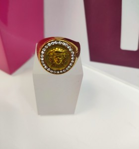 8-9-75555-1-Anillo acero dorado con simbolo de versace T24