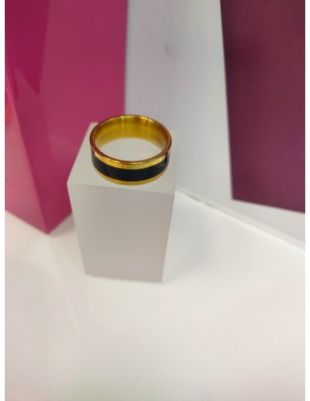 8-9-75736-1-Anillo acero dorado con linea gruesa negra T21