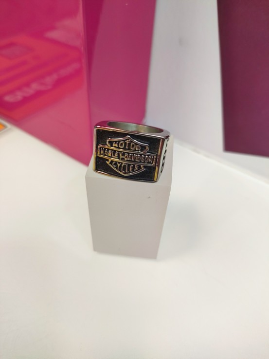 8-9-75598-1-Anillo acero plateado tipo sello cuadrado harley davidson T20