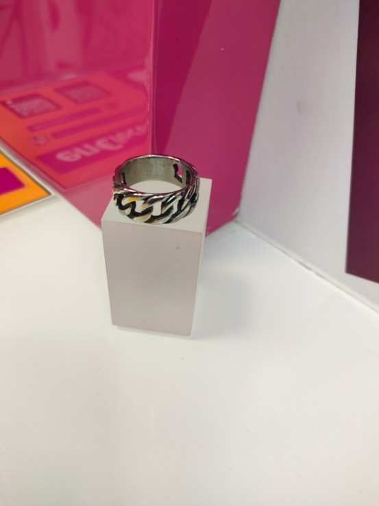 8-9-75635-1-Anillo acero plateado con eslabones de cadena T29