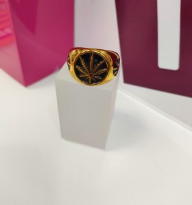 8-9-75507-1-Anillo acero dorado con hoja en negro T25