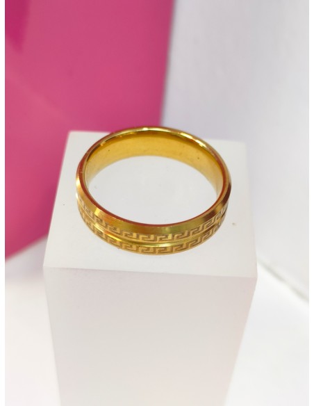 8-9-75838-1-Anillo acero dorado con diseño de greca T21