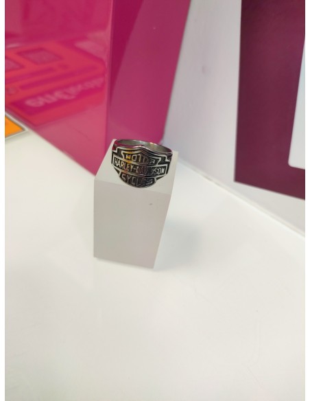 8-9-75607-1-Anillo acero plateado harley davidson T26