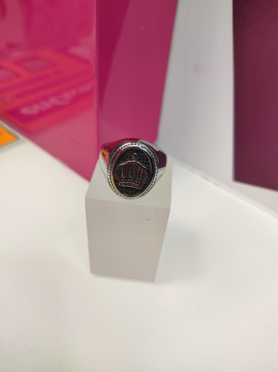 8-9-75615-1-Anillo acero plateado con simbolo de corona T29