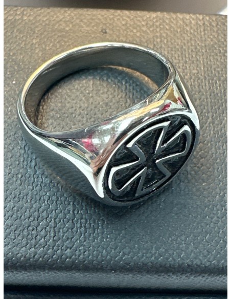 8-9-75645-1-Anillo acero plateado con cruz de hierro T20