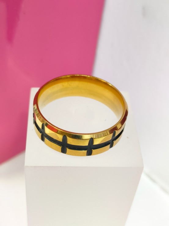 8-9-75753-1-Anillo acero dorado con lineas negras T26