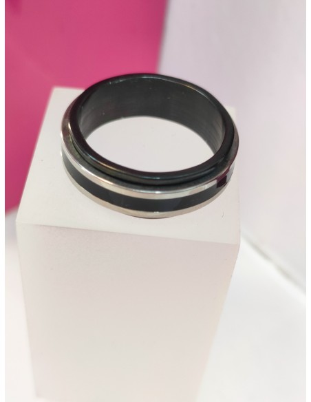 8-9-75839-1-Anillo acero negro con lineas plateadas giratorias T23