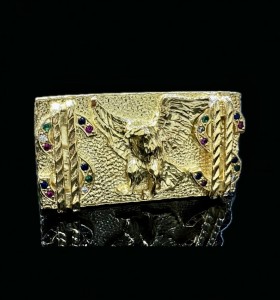 1-1-149913-6-Anillo plata bañado en oro 18K Dolar Aguila Piedras