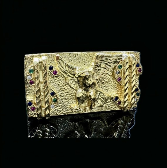 1-1-149913-6-Anillo plata bañado en oro 18K Dolar Aguila Piedras