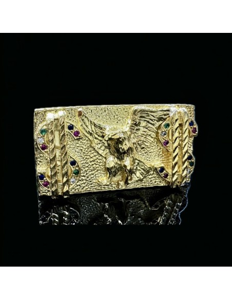 1-1-149913-6-Anillo plata bañado en oro 18K Dolar Aguila Piedras