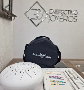 1-1-270555-1-Set Instrumento Percusion Tambor Metalico Lenguetas Balmy Drum Blanco (Sin Uso)