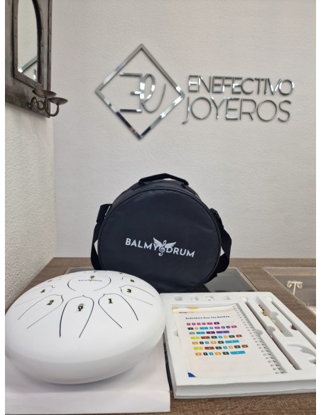 1-1-270555-1-Set Instrumento Percusion Tambor Metalico Lenguetas Balmy Drum Blanco (Sin Uso)