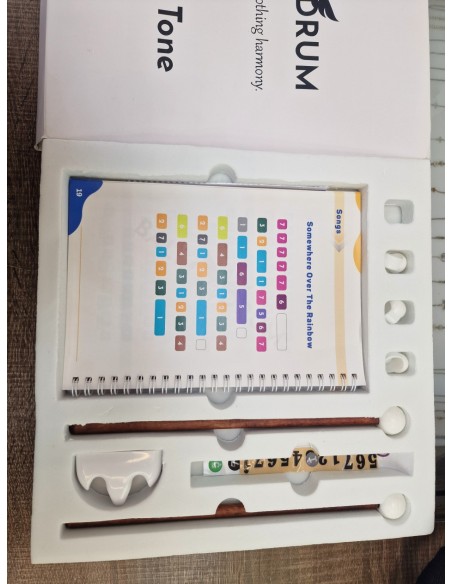 1-1-270555-3-Set Instrumento Percusion Tambor Metalico Lenguetas Balmy Drum Blanco (Sin Uso)