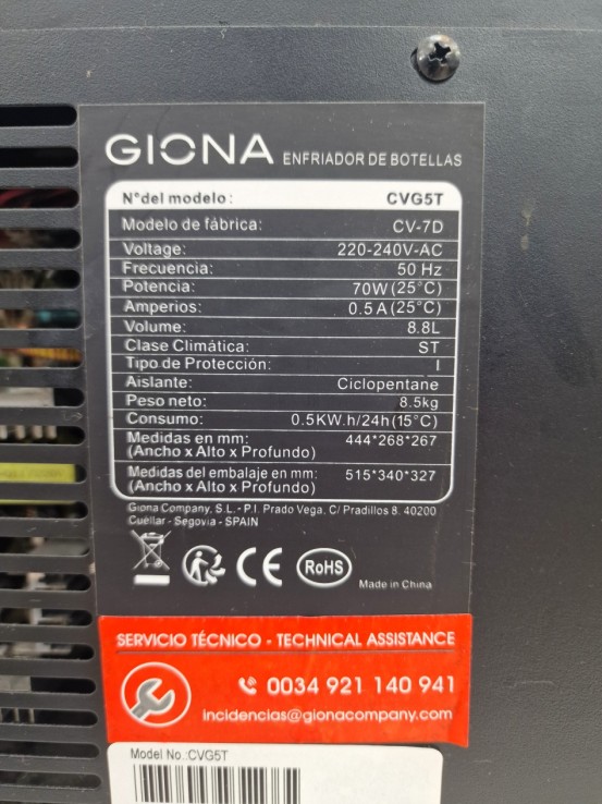 1-1-253014-3-Cocina Enfriador De Vino GIONA CVG5T 