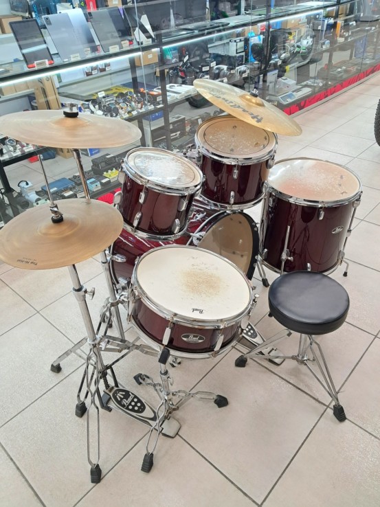 6-6-168451-5-Bateria Pearl Roadshow 22 Red Wine Banqueta