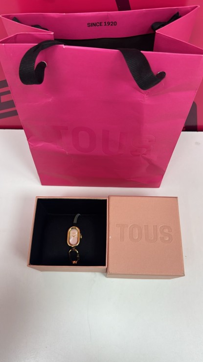 7-7-86519-1-Reloj Alta Gama Señora Eloj Analógico Con Brazalete De Acero IP Negro Y Caja De Acero IPRG Rosado 