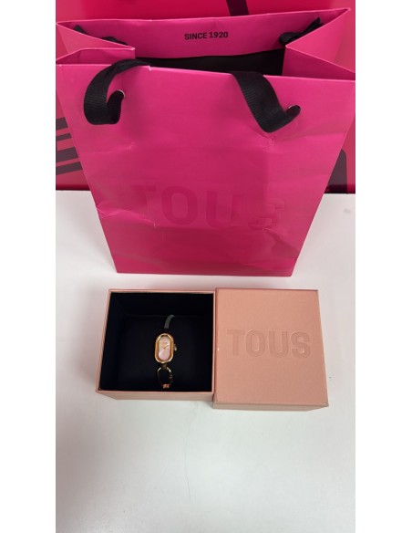 7-7-86519-1-Reloj Alta Gama Señora Eloj Analógico Con Brazalete De Acero IP Negro Y Caja De Acero IPRG Rosado 