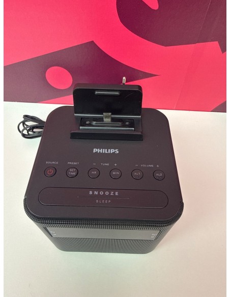 8-8-77564-1-Radio portátil Despertador Philips AJ3200 12 con Cargador de movil