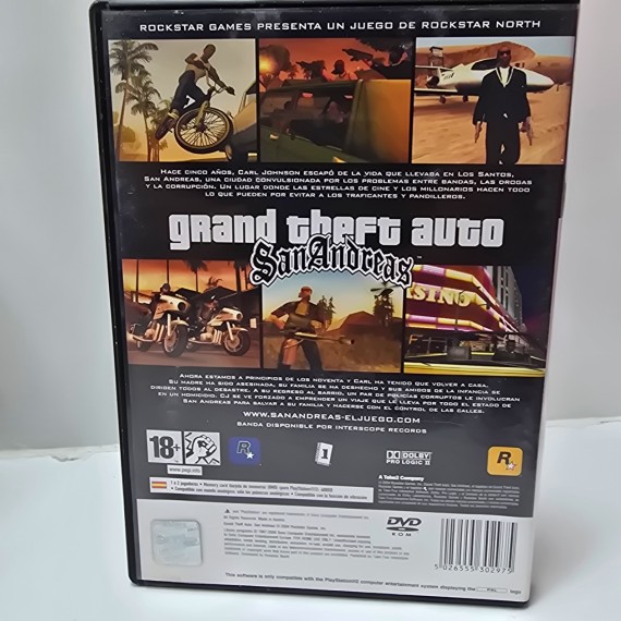 7-7-86630-3-Videojuego PS2 Grand theft auto San Andreas