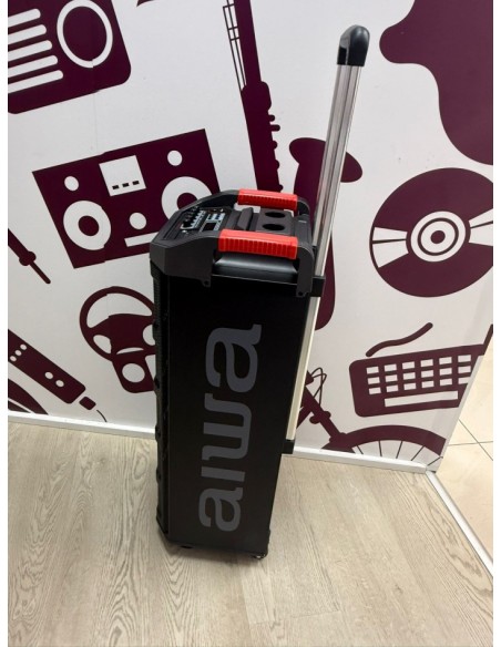 9-9-77206-4-Altavoz Portatil Bluetooth Aiwa Karaoke Trolley Party Speaker Kbtus-608mkII