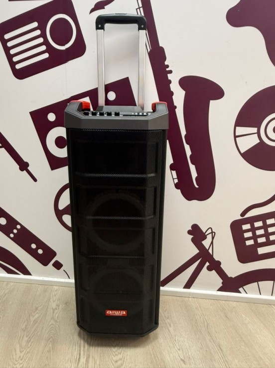 9-9-77206-5-Altavoz Portatil Bluetooth Aiwa Karaoke Trolley Party Speaker Kbtus-608mkII