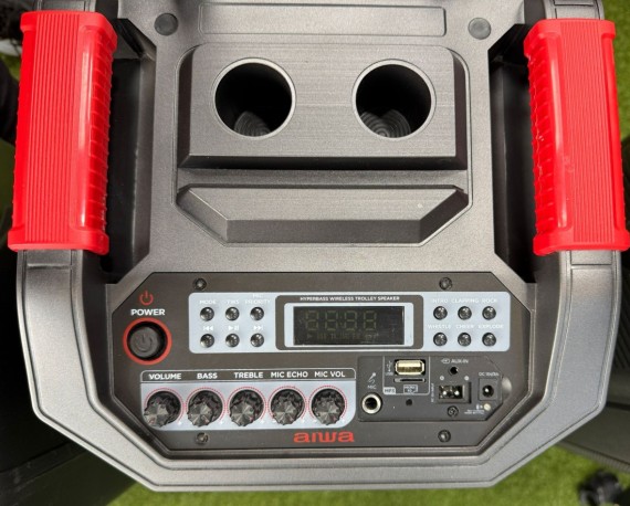 9-9-77206-8-Altavoz Portatil Bluetooth Aiwa Karaoke Trolley Party Speaker Kbtus-608mkII