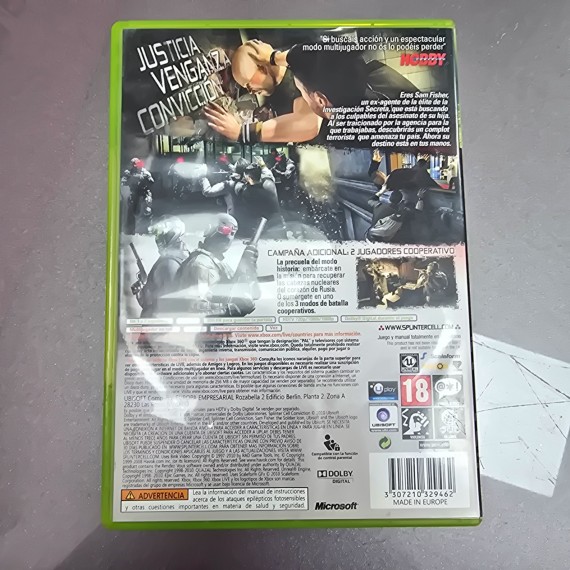7-7-86724-3-Videojuego Xbox 360 Splinter Cell Double Agent (SP) 
