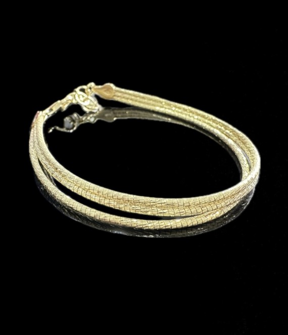 1-1-246521-2-Pulsera tipo cordón triple de plata de ley 925 baño oro 18K
