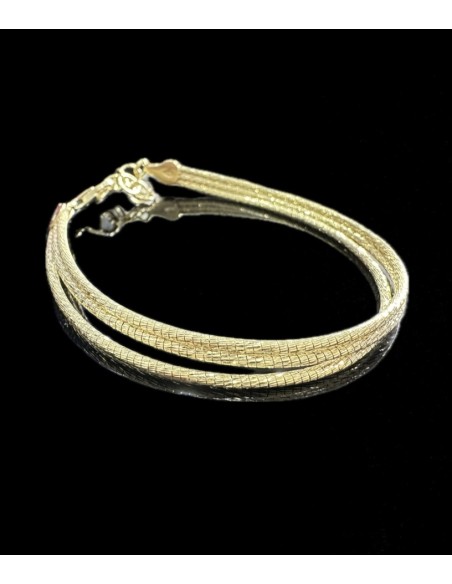 1-1-246521-2-Pulsera tipo cordón triple de plata de ley 925 baño oro 18K