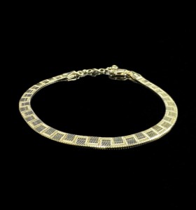 1-1-246495-1-Pulsera plana cuadros de plata de ley 925 baño oro 18K 2