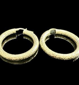 1-1-246574-1-Pendientes tipo aro rugoso de plata de ley 925 baño oro 18K, 4,6 cm