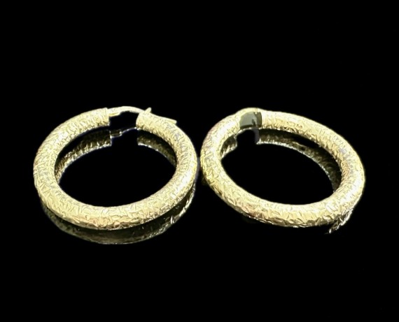 1-1-246574-1-Pendientes tipo aro rugoso de plata de ley 925 baño oro 18K, 4,6 cm