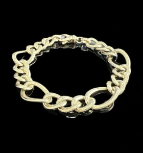 1-1-246518-1-Pulsera eslabones ovalados de plata de ley 925 baño oro 18K