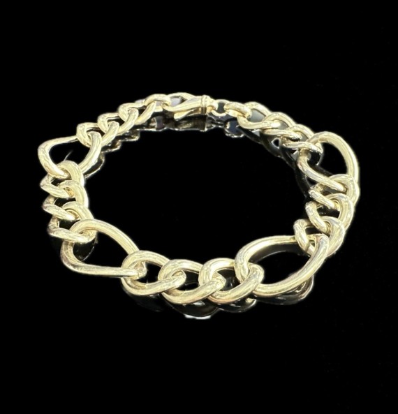 1-1-246518-1-Pulsera eslabones ovalados de plata de ley 925 baño oro 18K