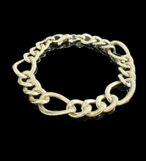 1-1-246518-2-Pulsera eslabones ovalados de plata de ley 925 baño oro 18K