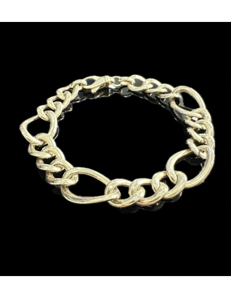 1-1-246518-2-Pulsera eslabones ovalados de plata de ley 925 baño oro 18K