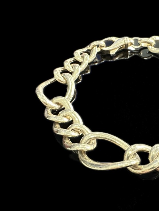 1-1-246518-3-Pulsera eslabones ovalados de plata de ley 925 baño oro 18K