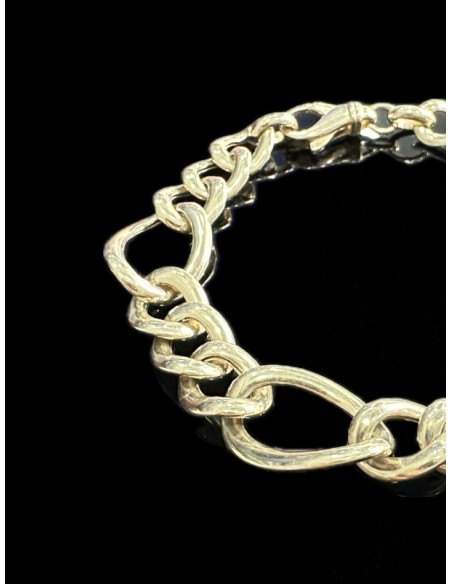 1-1-246518-3-Pulsera eslabones ovalados de plata de ley 925 baño oro 18K