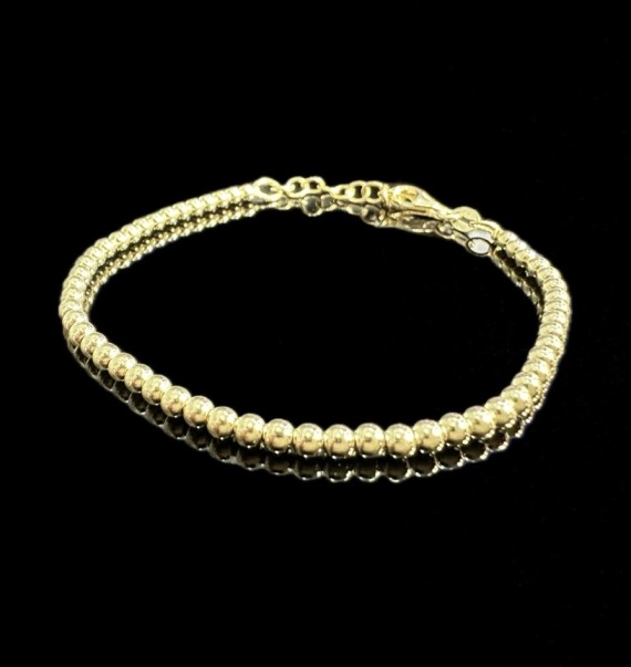 1-1-246507-1-Pulsera BOLITAS de plata de ley 925 baño oro 18K