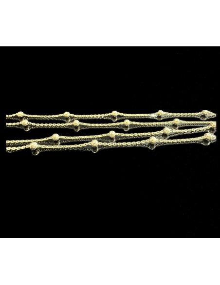 1-1-246538-2-Cadena fina bolitas de plata de ley 925 baño oro 18K, 50 cm 
