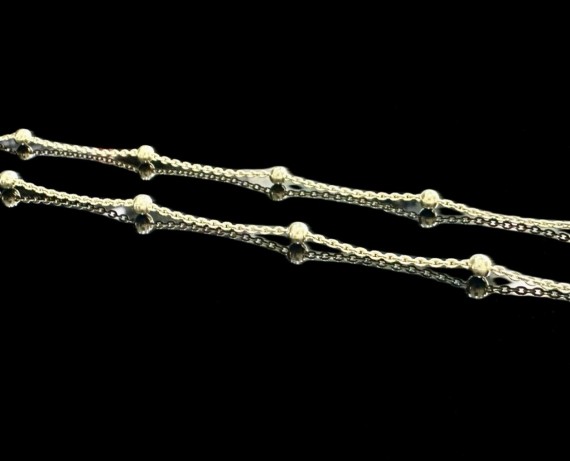 1-1-246537-1-Cadena fina bolitas de plata de ley 925 baño oro 18K, 50 cm 